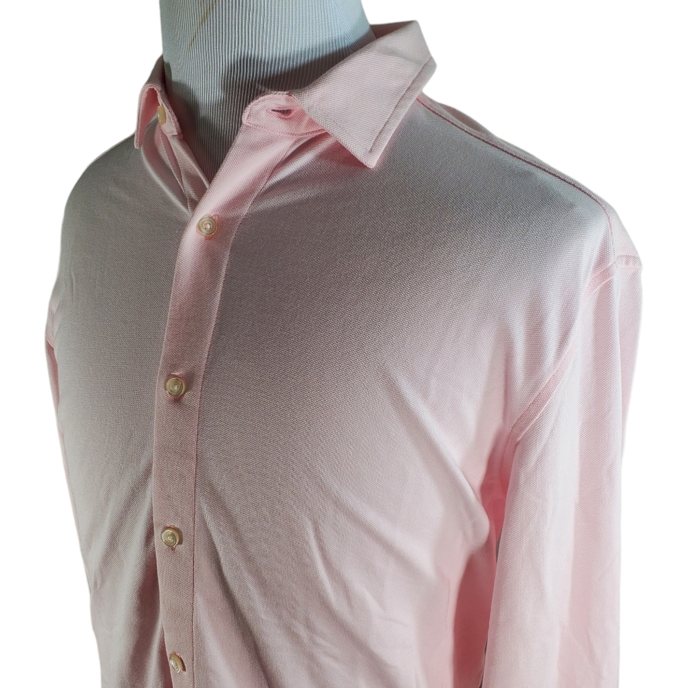 UNTUCKit Button Up Pique Shirt Long Sleeve Mens Size Large Mercurey Pink